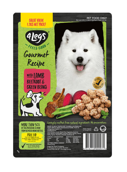 4Legs Pet Food Meat Balls Lamb Beetroot & Green Beans 1.3Kg