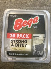 Strong & Bitey Vintage Natural Cheese Slices | 500g | Bega | YG-012386-PD-048405