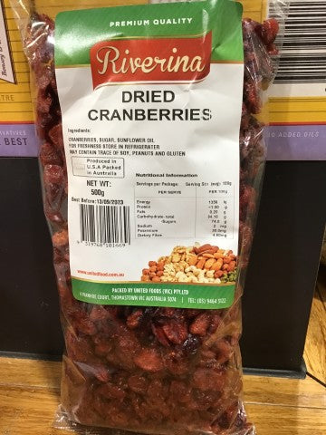 Dried Cranberries | 500g | Riverina | YG-000767-GFV-002191