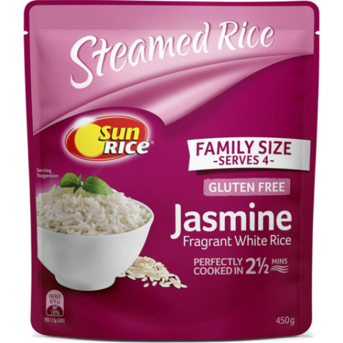 Steamed Jasmine Fragrant White Rice Family Size | 450g | Sunrice | YG-004503-PD-016931