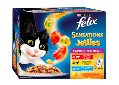 Felix Sensations Jellies Favourites Menu | 12x85g | Purina | YG-004628-PD-005535