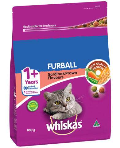 Furball Sardine & Prawn Flavours Dry Cat Food 1+ Years | 800g | Whiskas | YG-004743-PD-017287