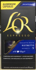 Espresso Decaffeinato Ristretto Intensity 9 | 10 Aluminum Capsules | Lor | YG-005178-PD-015193
