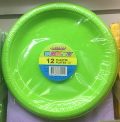Plastic Dessert Plates Lime Green 17.8cm | 12 Pack | Meteor Party | YG-005383-PD-015283