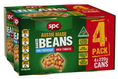 Spc Baked Beans Rich Tomato Salt Reduced 4pk X | 4 Pack x 220g | Spc Ardmona | YG-012384-PD-046997