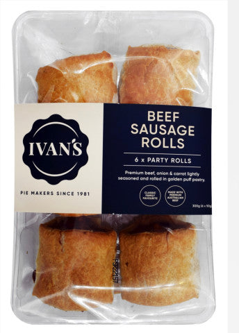 Beef Sausage Rolls | 6 x Party Rolls | Ivan's | YG-011641-PD-016615