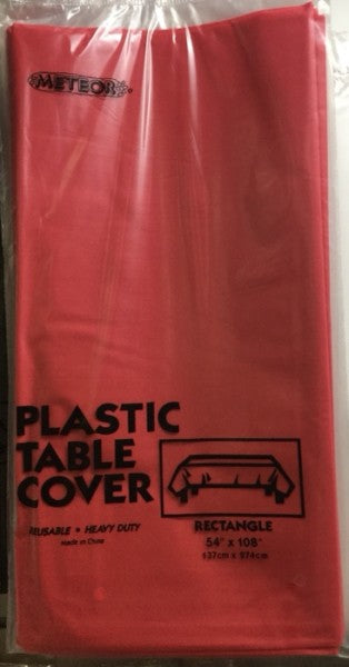 Plastic Rectangle Table Cover Red | 137cm x 274cm | Meteor Party | YG-005266-PD-017625