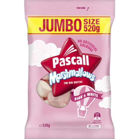 Marshmallows Pink White Lollies Large Bag | 520g | Pascall | YG-011687-PD-016247