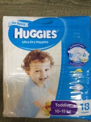 Ultra Dry Toddler Nappies For Boys 10-15 Kg | 18 Nappies | Huggies | YG-009585-PD-053155