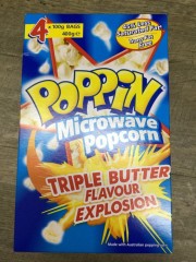 Microwave Popcorn Triple Butter Flavour | 4 Pack | Poppin | YG-010496-PD-052665