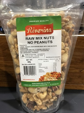 Raw Mix Nuts (no Peanuts) | 500g | Riverina | YG-000680-GFV-002195