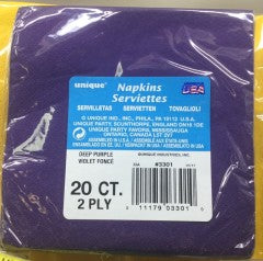 Serviettes 2ply Deep Purple Small | 20 Pack | Unique | YG-005286-PD-015307