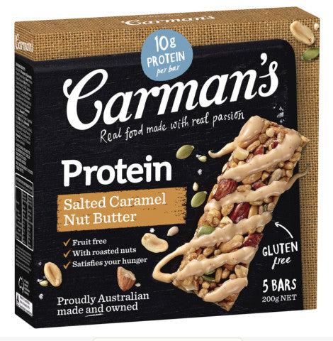 Gluten Free Protein Salted Caramel Nut Bars | 5 Bars | Carman's | YG-004563-PD-015993