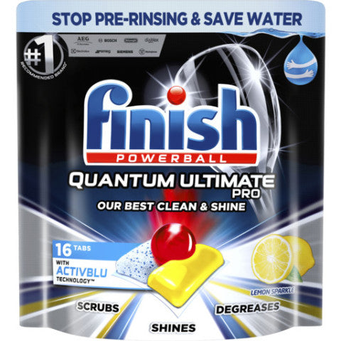 Quantum Ultimate Pro Dishwashing Tablets Lemon Sparkle 16 Pack | Each | Finish | YG-004601-PD-016967