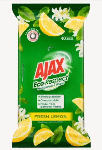 Eco Biodegradable Multipurpose Wipes Fresh Lemon | 40 Wipes | Ajax | YG-004966-PD-017087