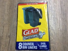 Council Bin Liners | 8 Pack 240 Litre 146 x 112 | Glad | YG-009996-PD-051860