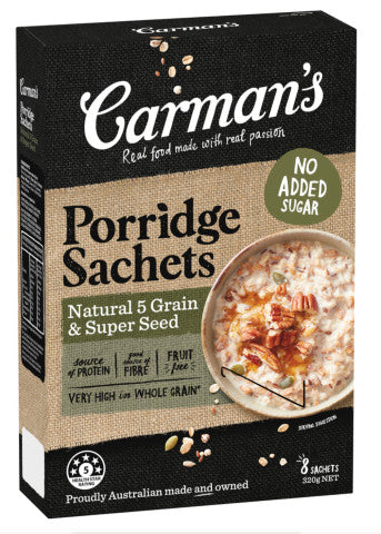 Porridge Sachets Natural 5 Grain & Super Seed | 8 Sachets | Carman's | YG-004494-PD-016665