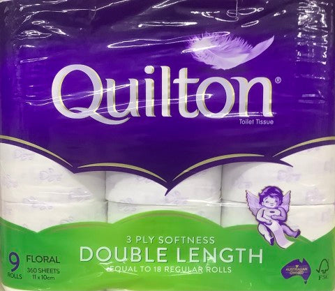 Floral Double Length Toilet Tissue 3ply | 9 Pack Double Length 3ply | Quilton | YG-004451-PD-015983