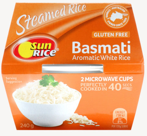 Steamed Rice Basmati Aromatic White Rice | 2 x 120g Cups | Sunrice | YG-004600-PD-016978