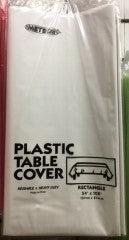 Plastic Rectangle Table Cover White | 137cm x 274cm | Meteor Party | YG-005362-PD-017820