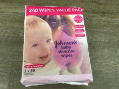 Lightly Fragranced Baby Wipes | 3 x 80 Wipes | Johnson & Johnson | YG-009637-PD-052274