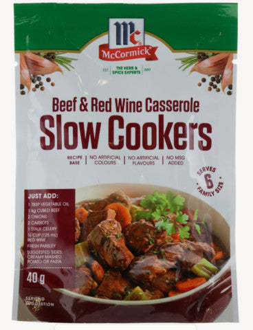 Slow Cookers Beef & Red Wine Casserole Recipe Base | Serves 6 Family Size | Mccormick | YG-011546-PD-016275