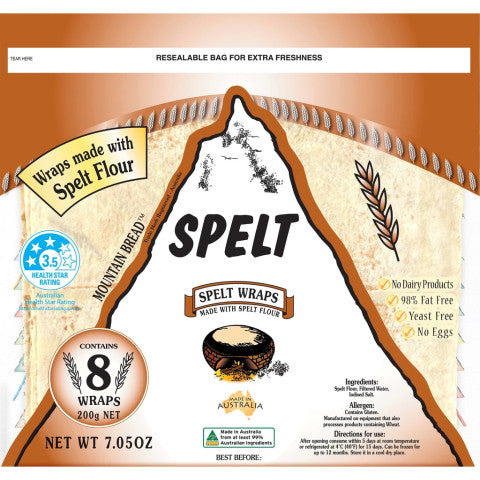 Spelt Wraps | 8 Wraps | Mountain Bread | YG-004726-PD-017084