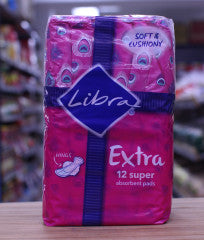 Libra Extra 12 Super Pads With Wings | 12 Pads | Asaleo Care | YG-010654-PD-052270