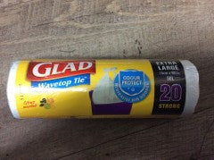 Wavetop Tie Tidy Bags Extra Large 50l 74cmx66cm | 20 Pack | Glad | YG-010155-PD-024020