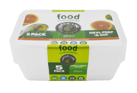 Reusable Food Containers | 5 x 750ml | Lemon & Lime | YG-004891-PD-017304
