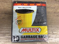 Garbage Bags Extra Large Extra Wide 90x80cm | 10 Pack 76 Litre 90 x 80 | Multix | YG-009882-PD-048603