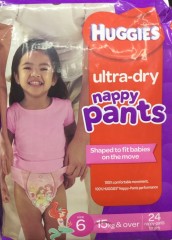 Ultra-Dry Junior Nappy Pants For Girls 15kg&over | 24 Nappy Pants | Huggies | YG-005793-PD-014705