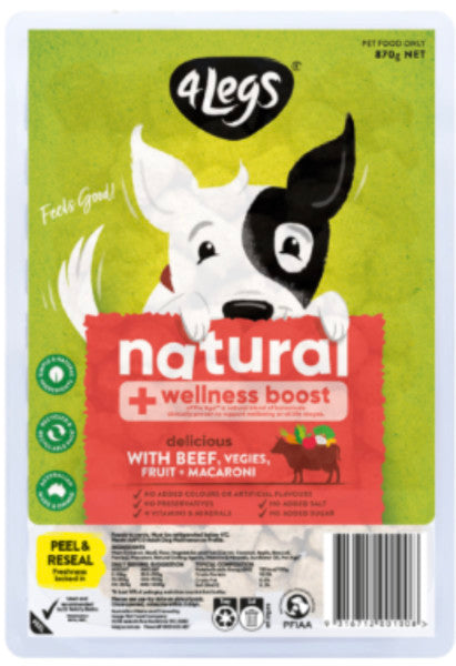 4Legs Pet Food Meat Beef Vegetable Fruit Macaroni 870gm
