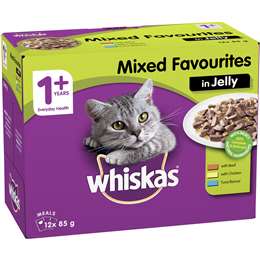 Whiskas 1+ Years Adult Wet Cat Food With Mixed Favourites In Jelly Pouch 12 x 85g