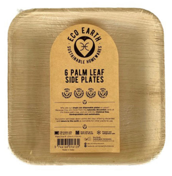 Eco Earth Side Plate 8 Inch 6pk