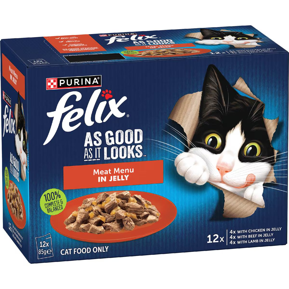 As Good As It Looks Meat Menus In Jelly Wet Cat Food | 85g x 12 Pack | Felix | YG-112969-MC-978787