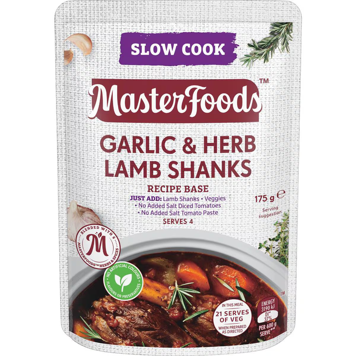 Garlic & Herb Lamb Shanks Slow Cook Recipe Base | 175g | Masterfoods | YG-010006-WW-057422