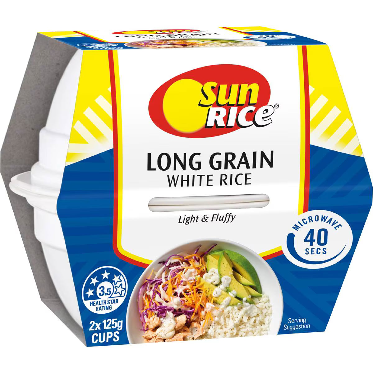 Microwave White Long Grain Rice Cup | 125g x 2 Pack | Sunrice | YG-112122-MC-978677