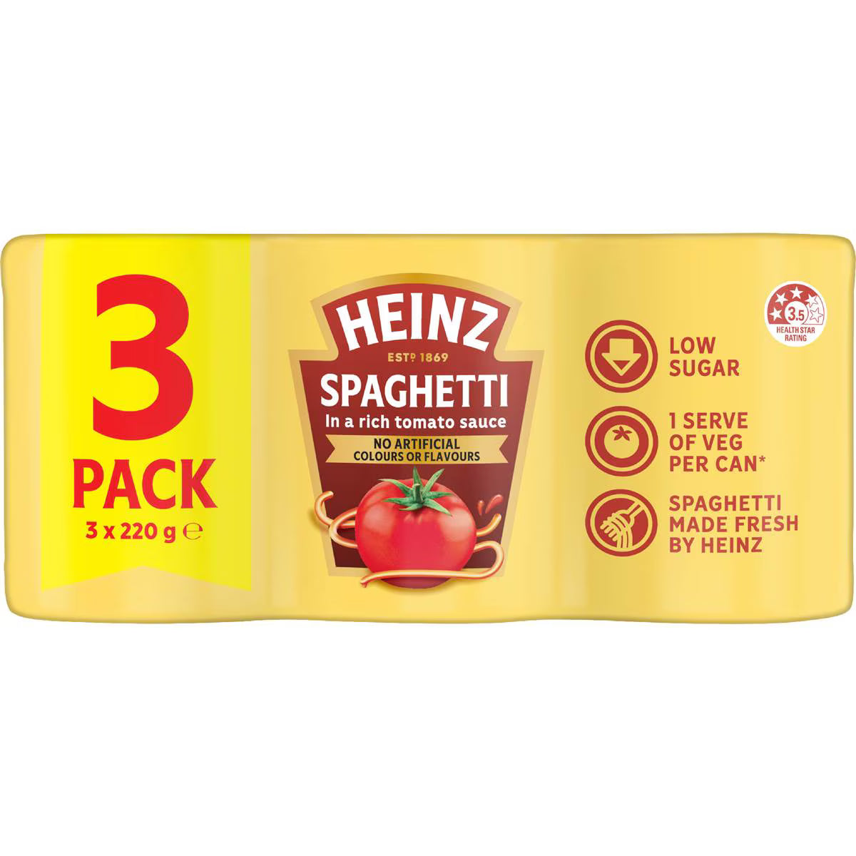 Spaghetti In Tomato Sauce Canned | 220g x 3 Pack | Heinz | YG-112099-MC-978583