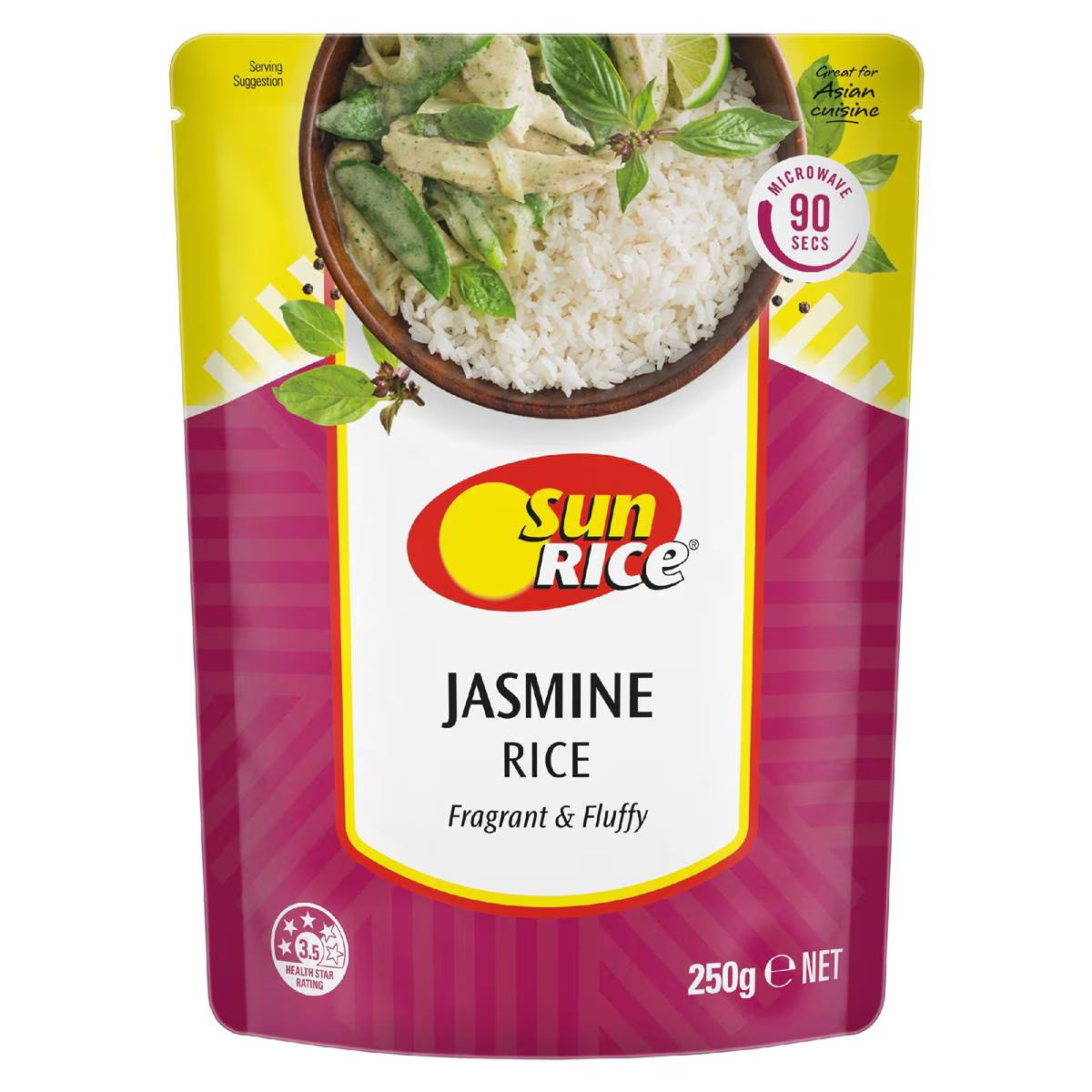 Microwave Jasmine Rice Pouch Jasmine Rice In 90 Seconds | 250g | Sunrice | YG-112120-MC-978674