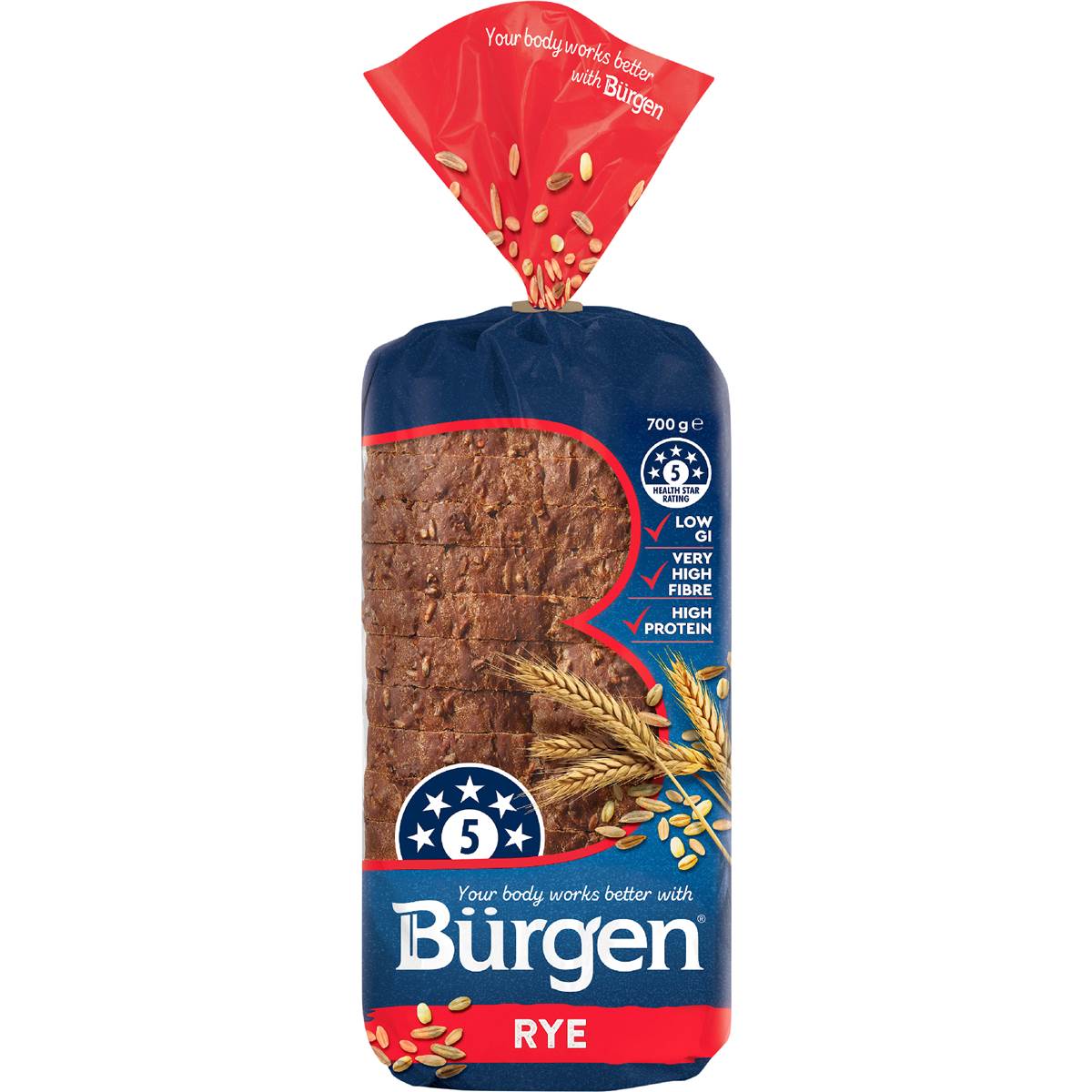 Rye Low Gi Sliced Bread Loaf Bakery | 700g | Burgen | YG-007249-WW-059313