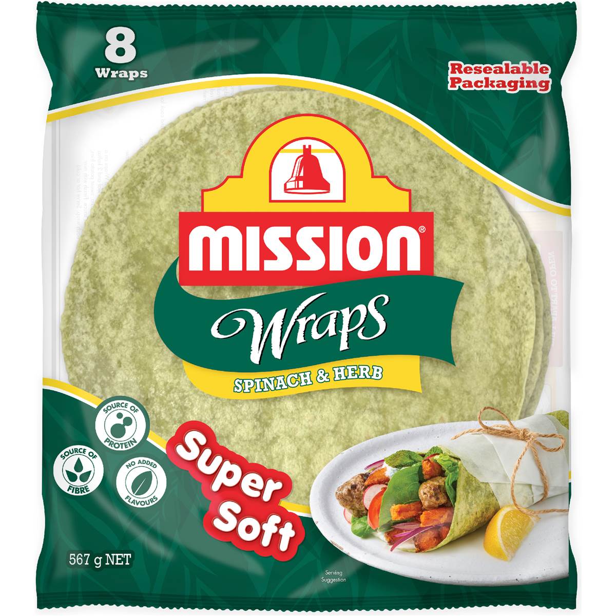 Wraps Spinach & Herb | 8 Pack | Mission | YG-006865-WW-059428