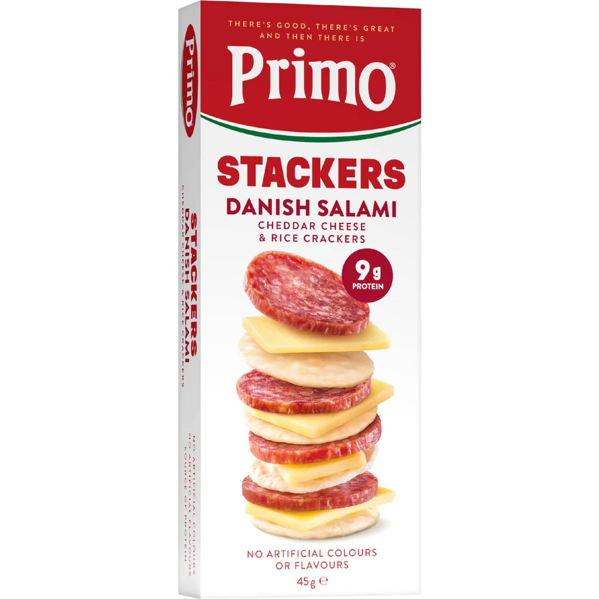 Stackers Danish Salami Cheddar Cheese & Rice Crackers | 45g | Primo | YG-112343-MC-980866