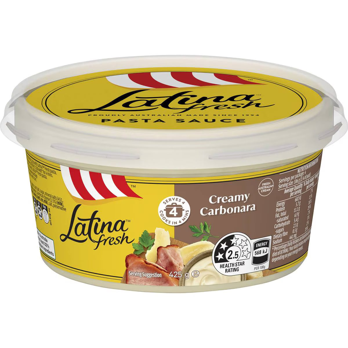 Creamy Carbonara Pasta Sauce Pasta Sauce | 425g | Latina Fresh | YG-006474-WW-084828