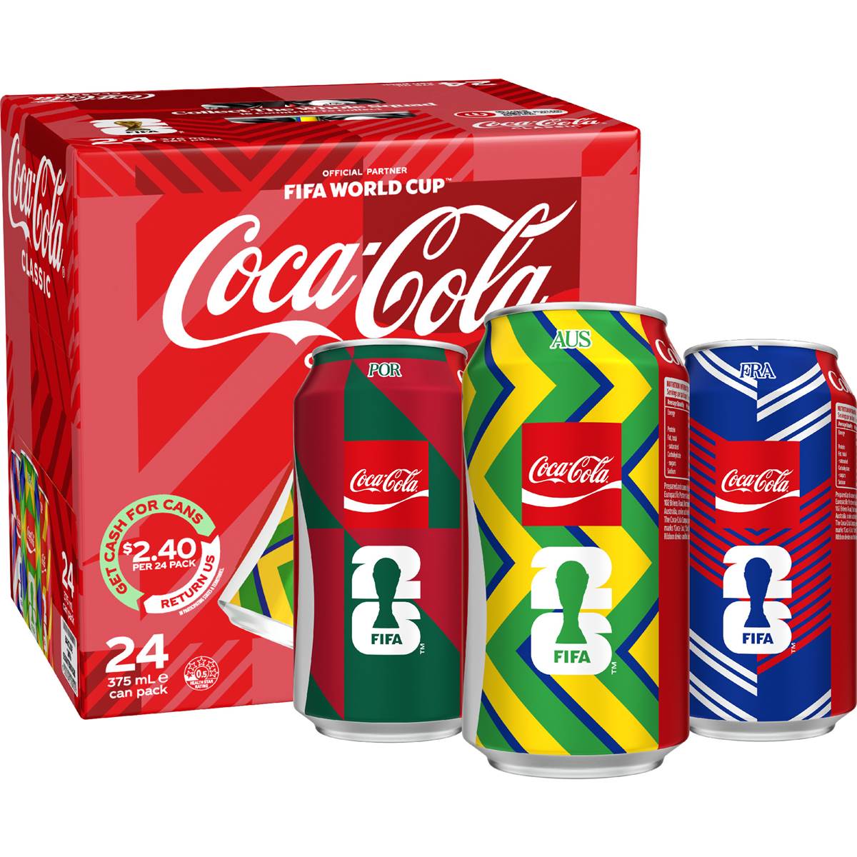 Classic Soft Drink Cans | 375ml x 24 Pack | Coca-Cola | YG-006885-MC-975756