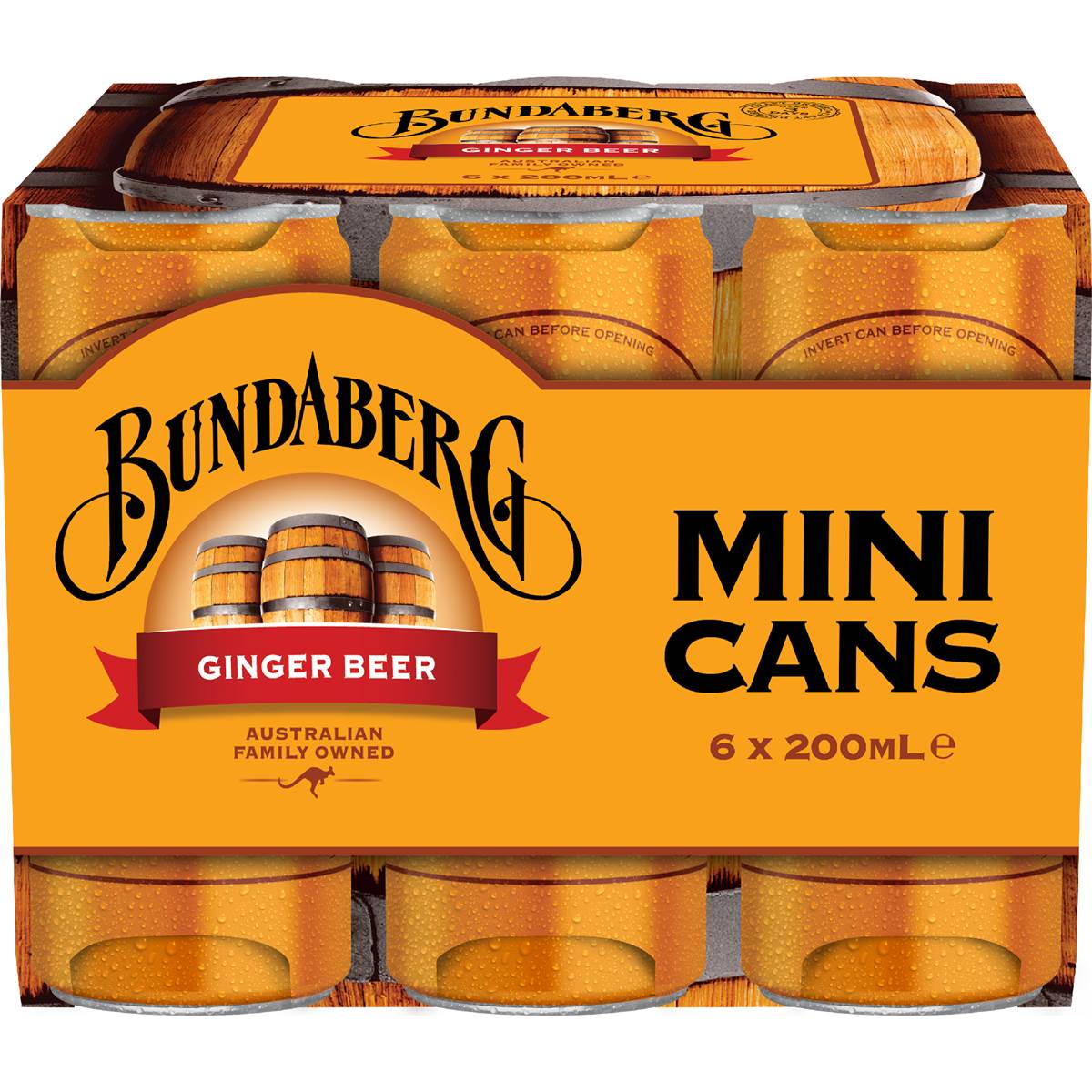 Ginger Beer Mini Cans | 200ml x 6 Pack | Bundaberg | YG-112457-MC-153563