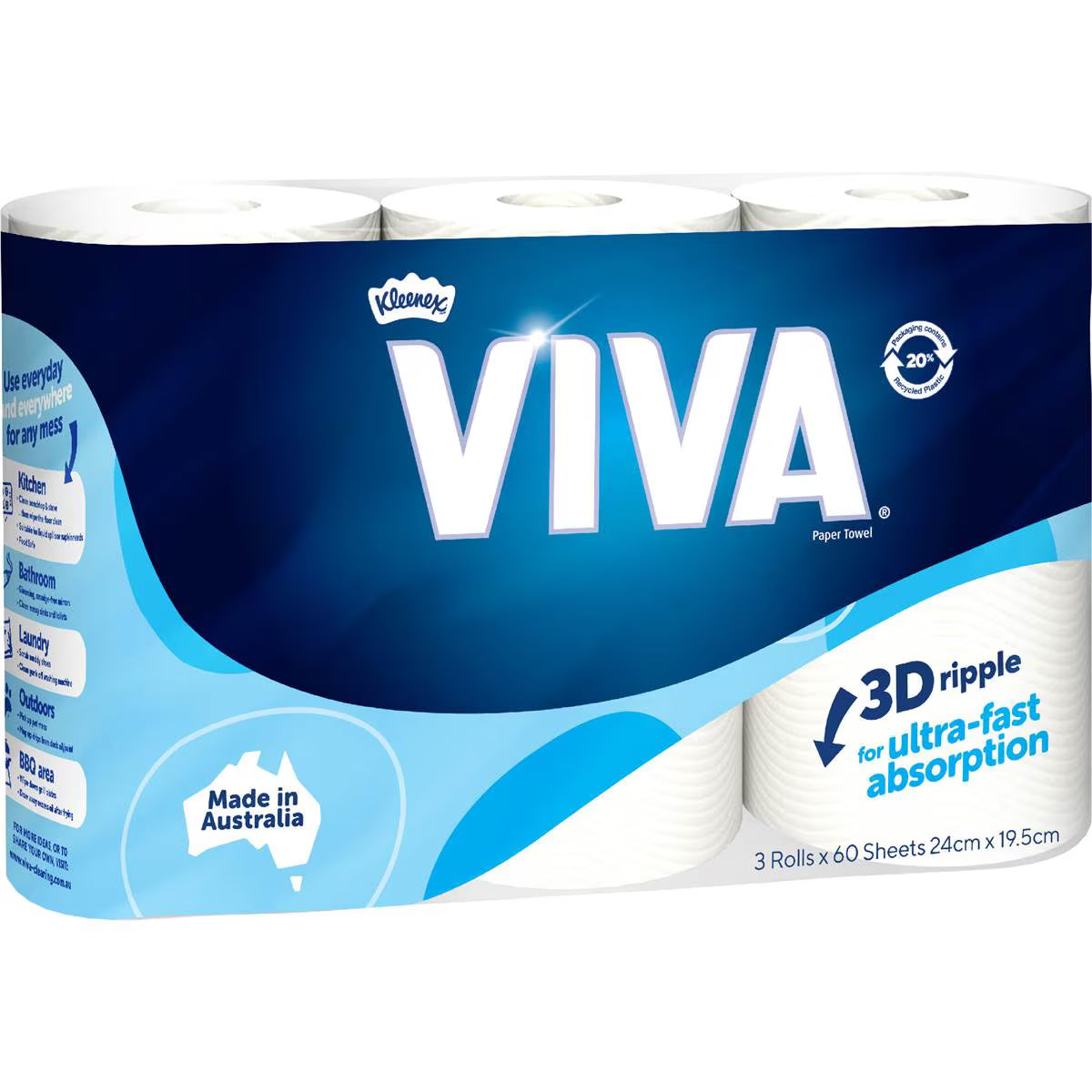 White Paper Towel 180 Sheets | 3 x 60 Pack | Viva | YG-112169-MC-978858
