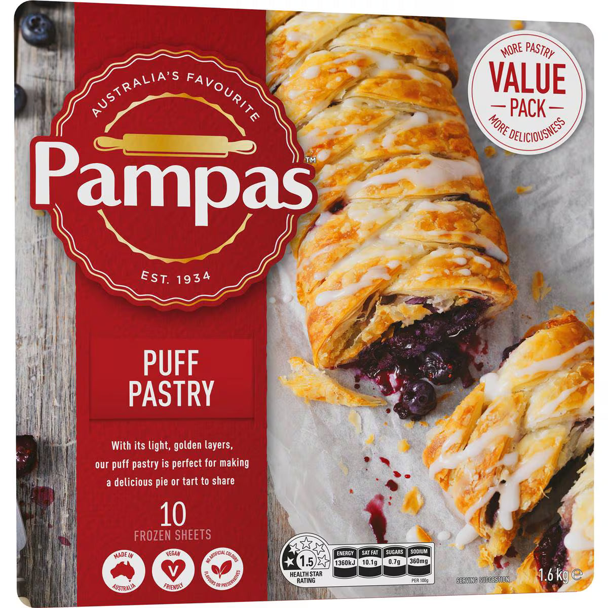 Puff Pastry 10 Sheets | 1.6kg | Pampas | YG-113031-MC-980102