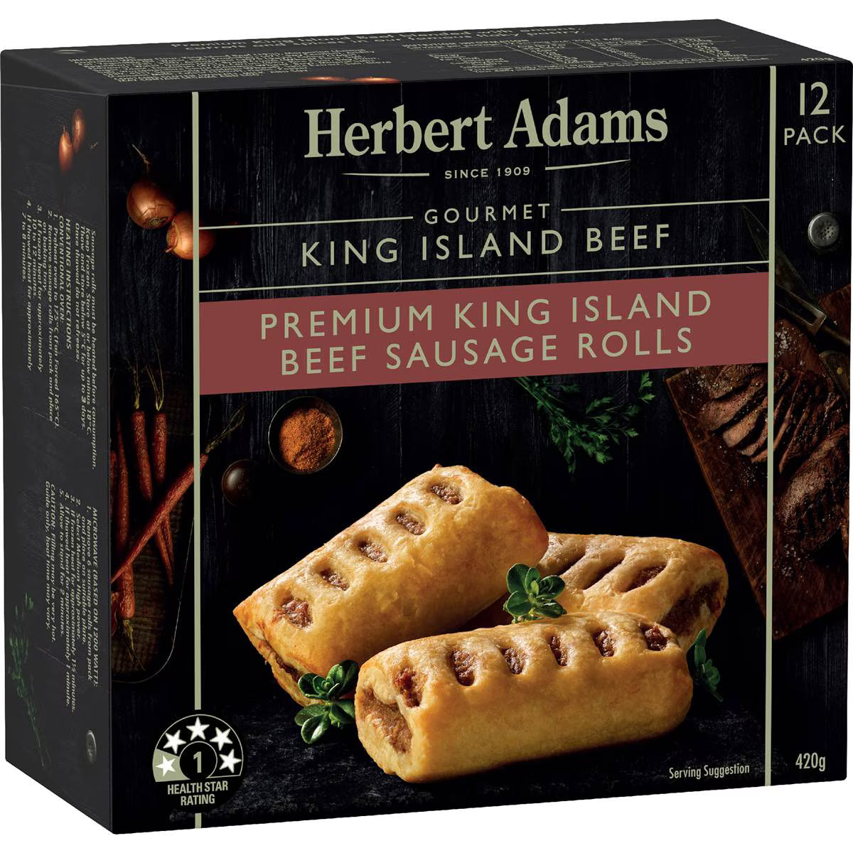 Gourmet King Island Beef Sausage Rolls | 12 Pack | Herbert Adams | YG-006626-WW-135283
