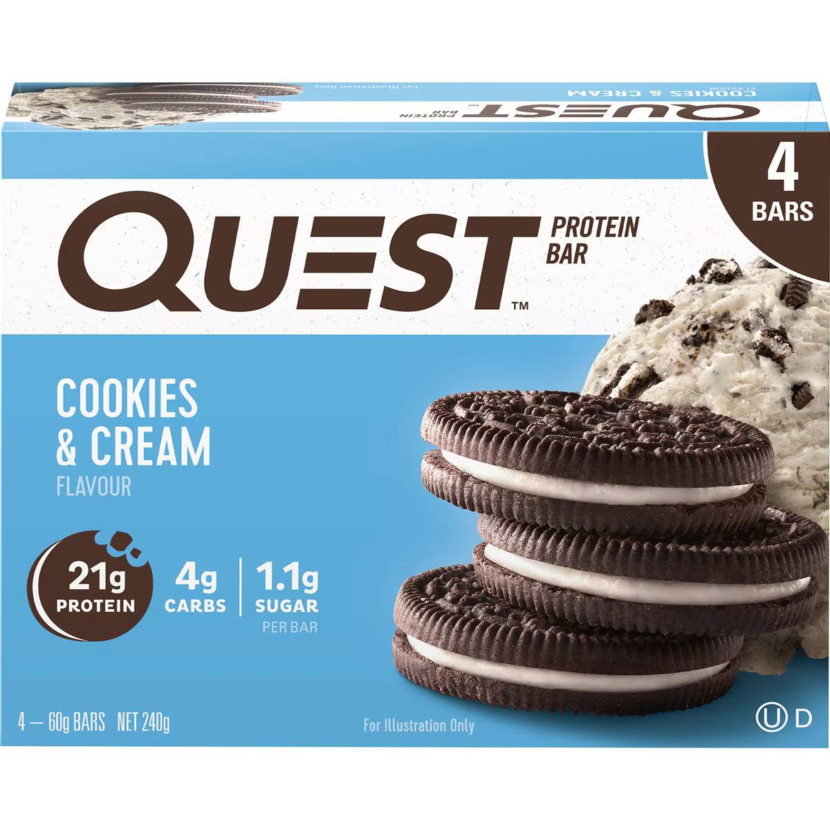 Protein Bars Cookies & Cream | 4 Pack | Quest | YG-111698-MC-977294